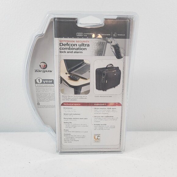 Targus DEFCON 1 Ultra, Retractable Cable Alarm Lock for Laptops and Electronics - Picture 2 of 3